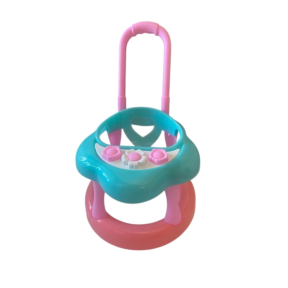 Kids Toy Walker Stroller Pretend Play Doll Seat Flowers Pink‎ Teal